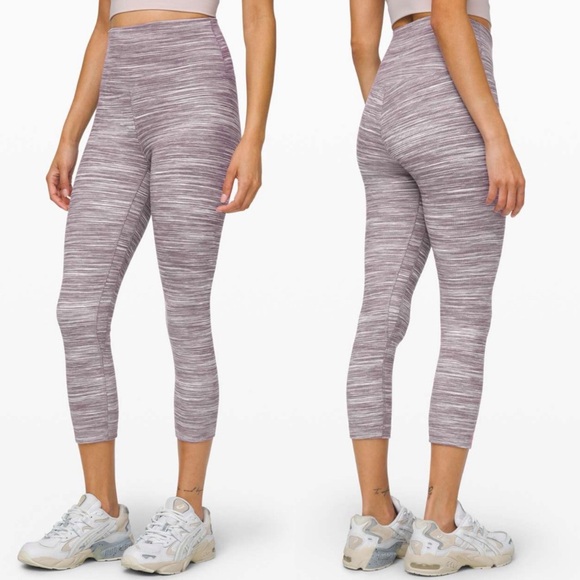 Lululemon Align Crop 21" Mini Space Dye Herringbone Jacquard Black Cherry 6 - Picture 2 of 15